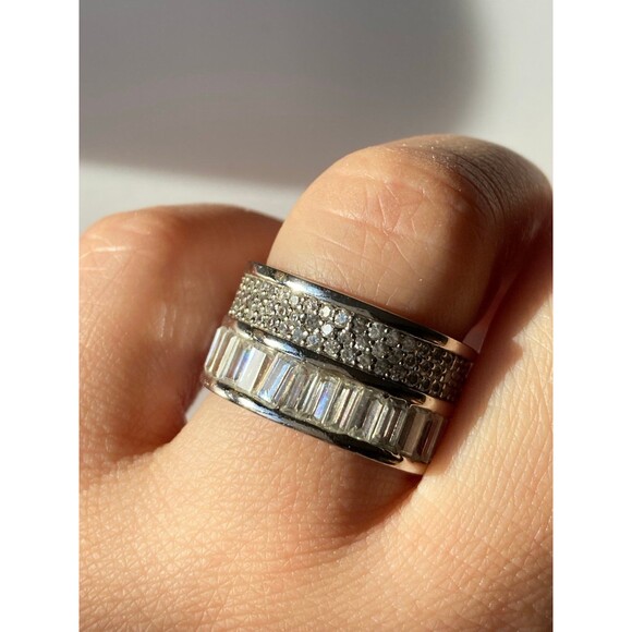 Platinum over 925 sterling silver paved cz eternity band Ring size 6.5